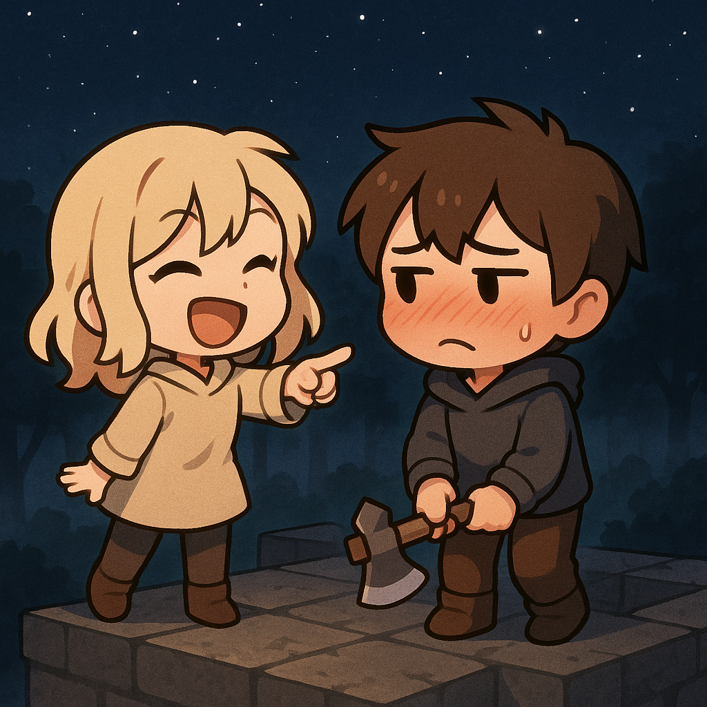 Lucy teasing Lumi for being scared.