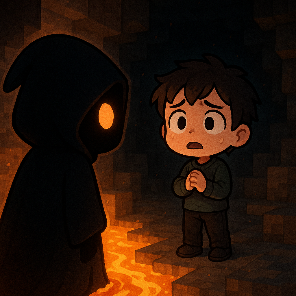 Lumi seeing the entity beside a lava source.